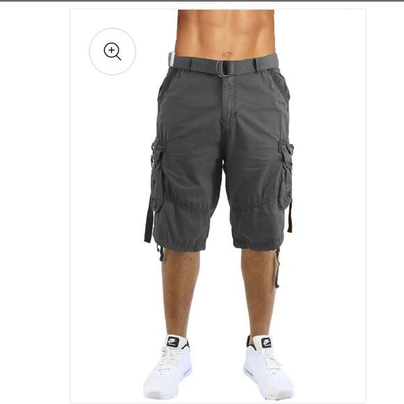 GALAXY BY HARVIC Men's Distressed Vintage Belted Cargo Shorts Size 48 NWOT - Picture 2 of 6